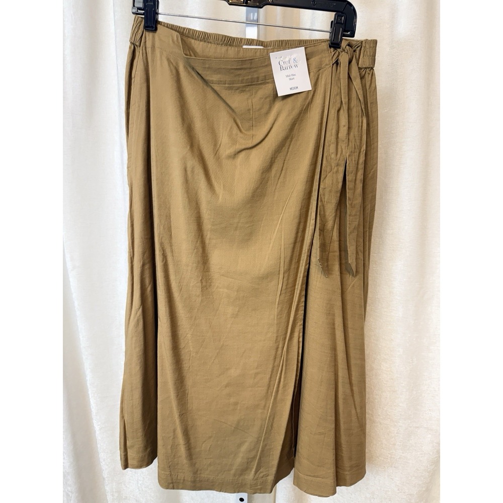 NWT Croft & Barrow Women M Faux Wrap Midi Skirt Pockets Side Waist Tie Unlined